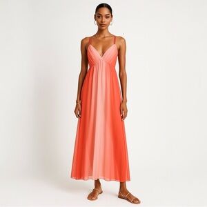Vintage Oscar De La Renta Pink Label Slip Dress Pink Orange Ombre Nightgown